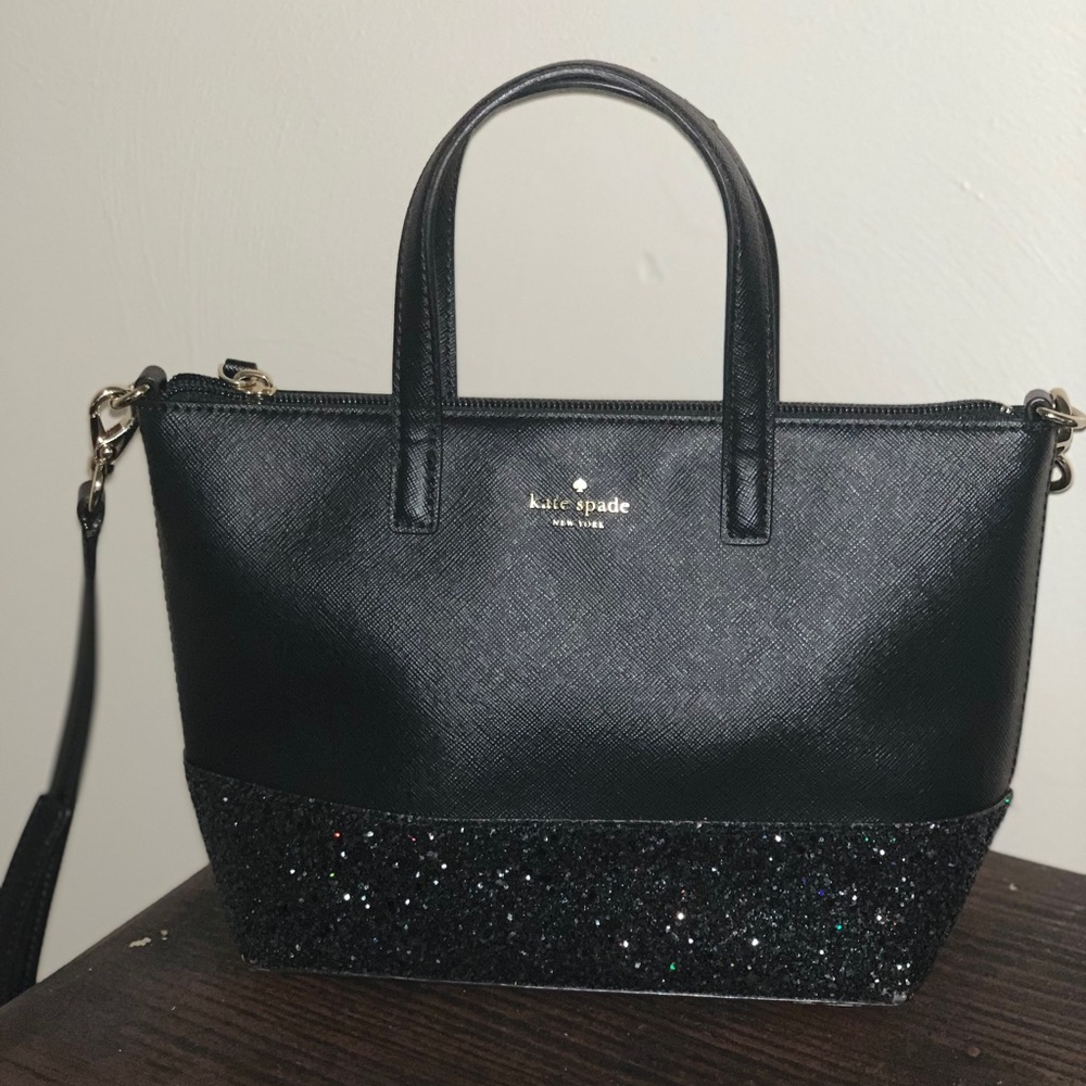 Kate Spade Ina Greta Court Satchel Black Glitter